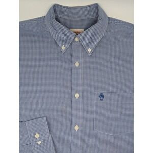 Brooks Brothers Red Fleece Mens Large Blue Gingham Button Down Shirt Long Sleeve